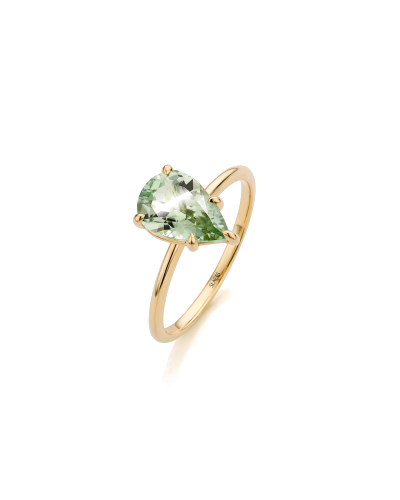 SLAETS Jewellery Ring Mint Green Tourmaline Pearshaped, 18Kt Yellow Gold Ring (watches)